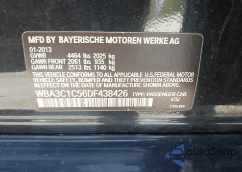 2013 BMW 328I from USA, damaged, VIN WBA3C1C56DF438426